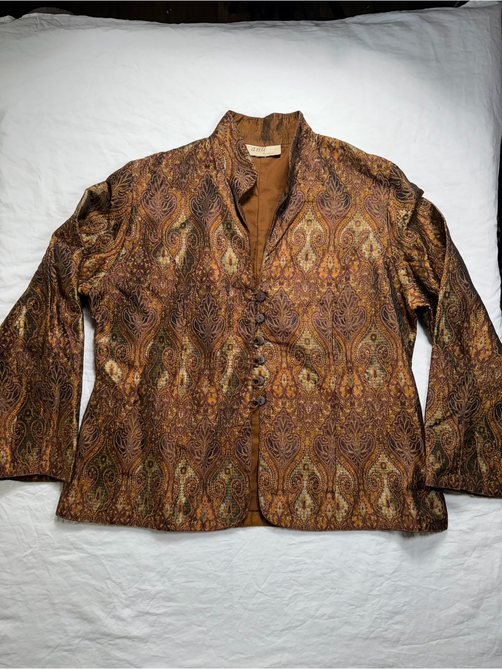 Vintage Anu by Natural Women’s Paisley-Print Bronze Blazer Jacket